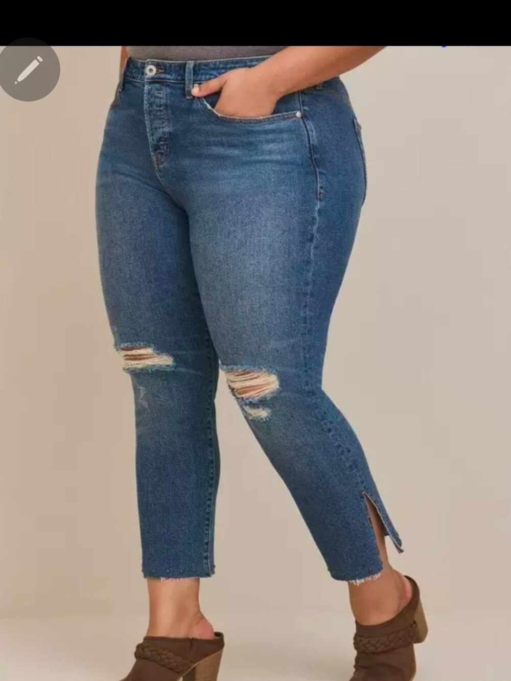 Torrid Straight Classic Denim Plus Size High Rise Ankle Studded Jeans Size 12R